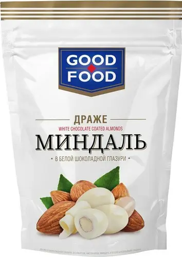 Драже Good-Food миндаль в белой глазури, 150г