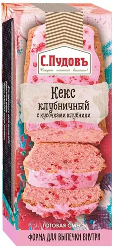 Смесь для выпечки С. Пудовъ Кекс Клубничный с кусочками клубники