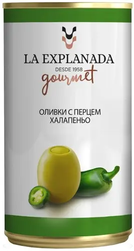 Оливки La Explanada фаршированные пастой из перца халапеньо 350г