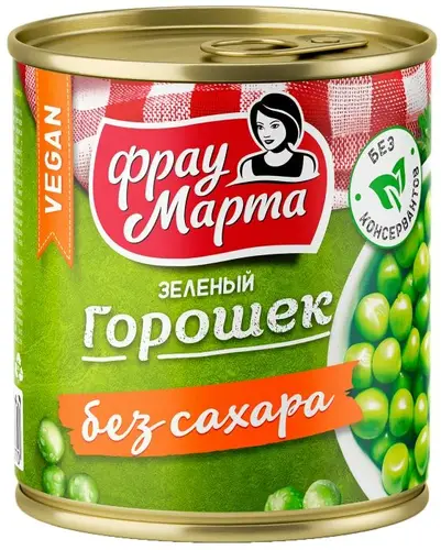 Горошек "Фрау Марта" зеленый без сахара