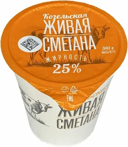 Сметана Козельская Живая сметана 25%