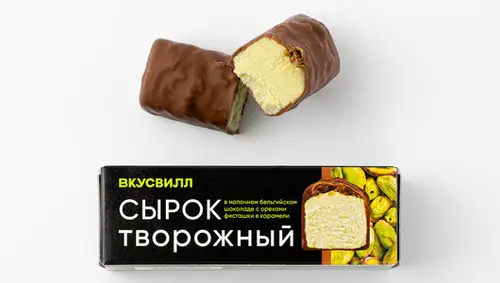 Сырок творожный ВкусВилл с фисташкой в молочном шоколаде 26%