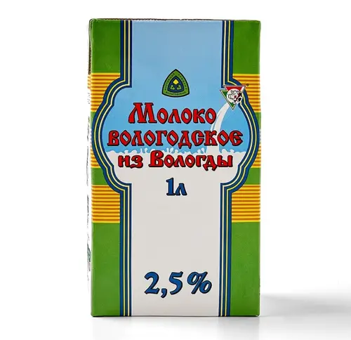 Молоко «Вологодское» ультрапастеризованное 2,5%, «Из Вологды», 1 л, Россия, БЗМЖ