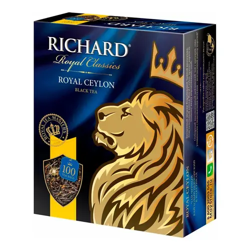 Richard, чай richard 100пак черный royal ceylon, цена за шт, ШК: 4607051159945