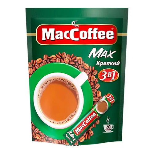 Maccoffe 3В1 В Уп, кофе maccoffee 20шт растворимый 3в1 max strong м/п, цена за шт, ШК: 8887290087018