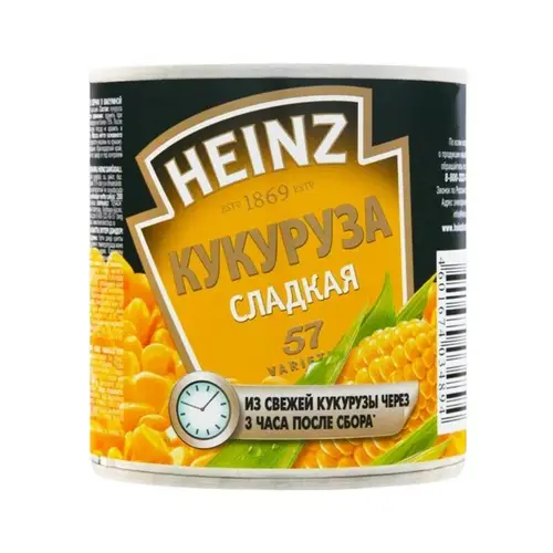 КУКУРУЗА HEINZ 400гр СЛАДКАЯ КОНСЕРВИРОВАННАЯ, ШК: 4601674034894