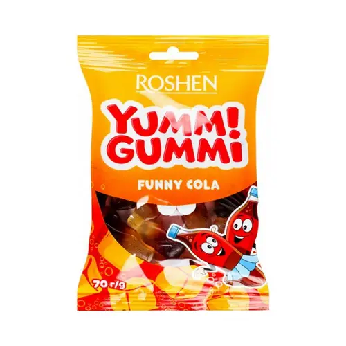 МАРМЕЛАД ROSHEN 70ГР YUMMI GUMMI FUNNY COLA, ШК: 4823077636394