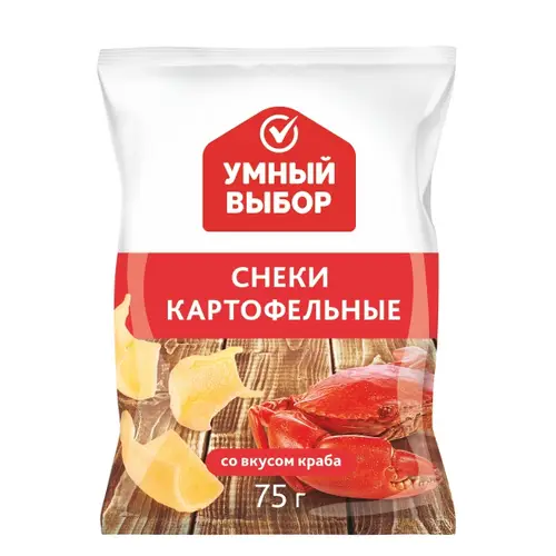 Снеки Картофельные Умный Выбор Краб 75г