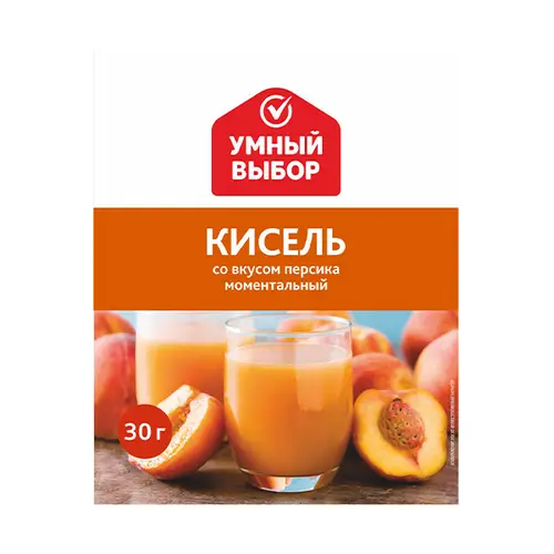 Кисель Не Требующий Варки Вкус Персик Умный Выбор 30г  