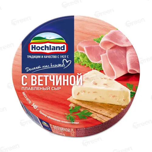 Сыр плавленый пастообразн. Hochland сегментами с ветчиной 50% 140 г круг