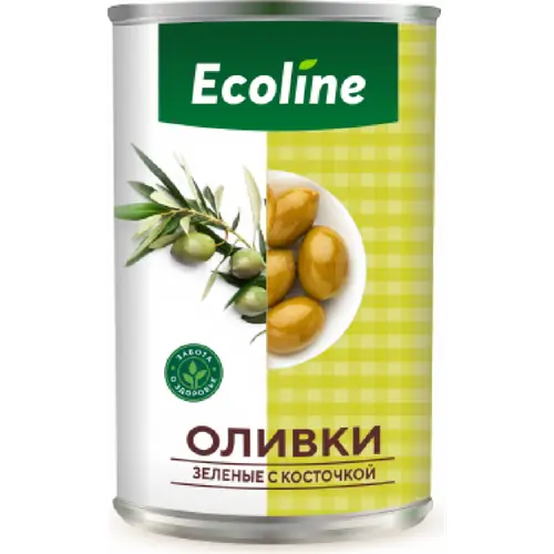 Оливки зеленые  «Ecoline» с косточкой, 280 г