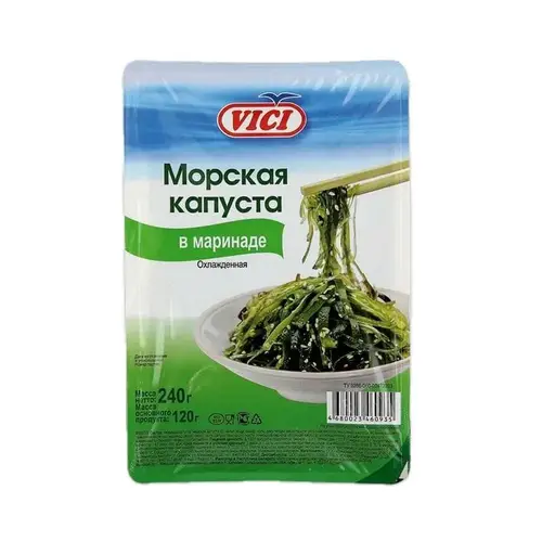 Vici, морская капуста vici 240гр в маринаде охлажденная, цена за шт, ШК: 4680023460935