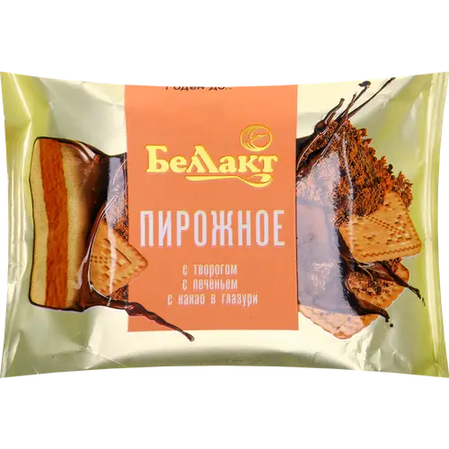 Творожный десерт «Беллакт» пирожное с печеньем и какао, 24%, 75 г