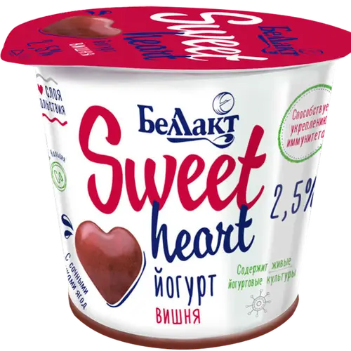 Йогурт «Беллакт» Sweet heart, вишня, 2.5%, 150 г