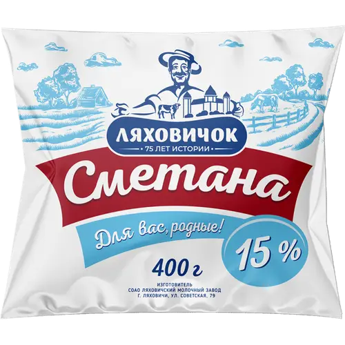 Сметана «Ляховичок» 15%, 400 г