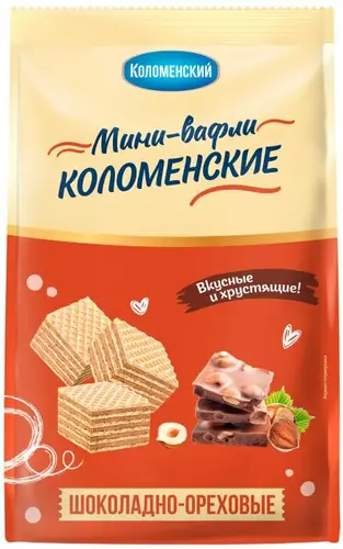 Вафли Коломенский Шоколадные со вкусом ореха 200г