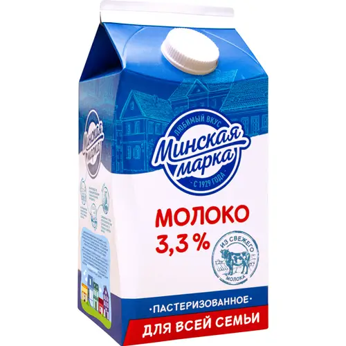 Молоко питьевое пастеризованное «Минская марка» 3.3%