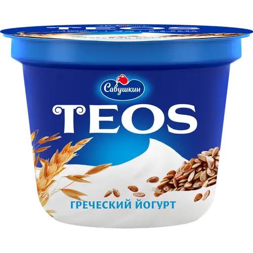 Йогурт греческий «Teos» злаки с клетчаткой льна, 2%, 250 г