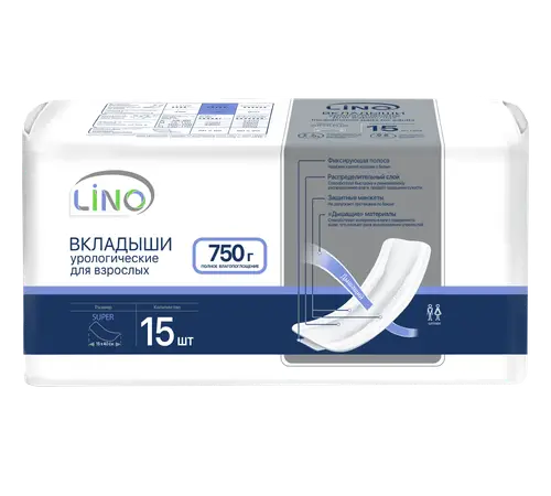 Вкладыши урологические для взрослых Lino Super 15 шт. x 5 упак.