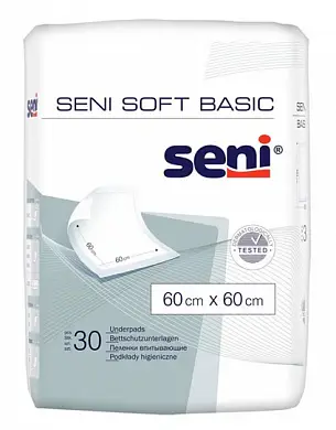 Пеленки одноразовые впитывающие Seni Basic Soft 60х60см. 30 шт. х 4 упак.