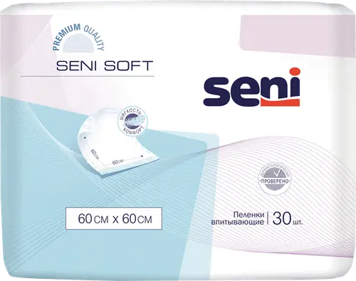 Пеленки одноразовые впитывающие Seni Super Soft 60х60см.30 шт. х 4 упак.