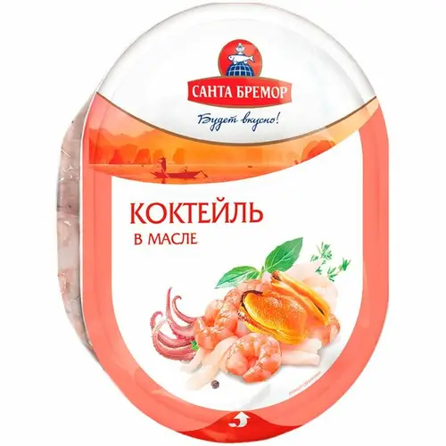 Коктейль из морепродуктов санта бремор в масле в пластиковой бутылке санта бремор