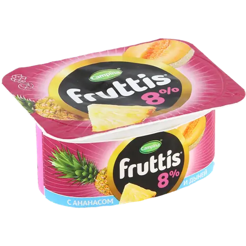 Йогуртный продукт «Fruttis» Суперэкстра, ананас-дыня, малина, 8.0%, 115 г