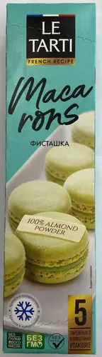 Пирожное миндальное со сбивным кремом "Макарон" с фисташкой охлаж. вес 60гр. Le Tarti Россия