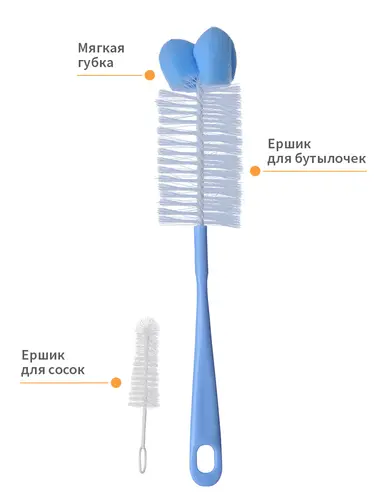 Ершики для бутылочек и сосок, с губкой (арт. 720/01)