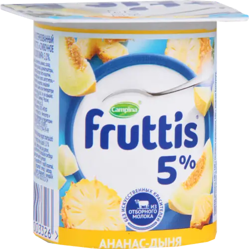 Йогуртный продукт «Fruttis» ананас-дыня, персик-маракуйя, 5%, 115 г