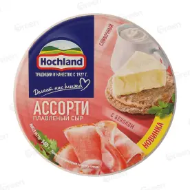 Сыр плавленный Hochland пастообразный Ассорти (сливочный, с беконом) 50%