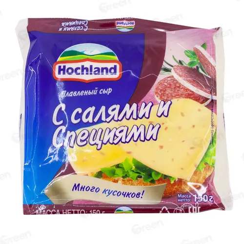 Сыр плавленый ломтевой Hochland с салями и специями 45% 