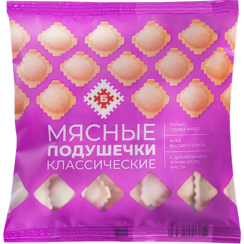 Пельмени «Мясные подушечки» классические, замороженные, 1 кг