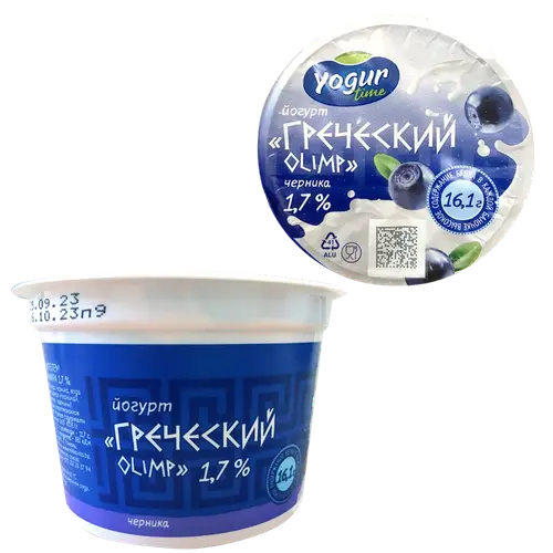 Йогурт «Yogurtime» Греческий Olimp, с черникой, 1.7%, 230 г