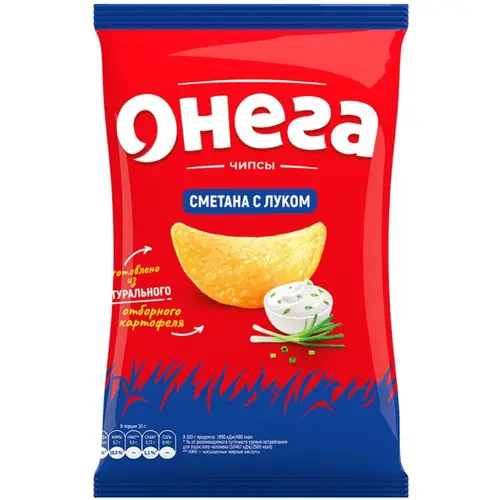 Чипсы картофельные «Онега» со вкусом сметаны и лука, 140 г