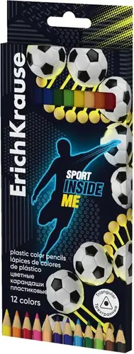 Карандаши цветные ErichKrause Sport DNA пластиковые 12 цветов