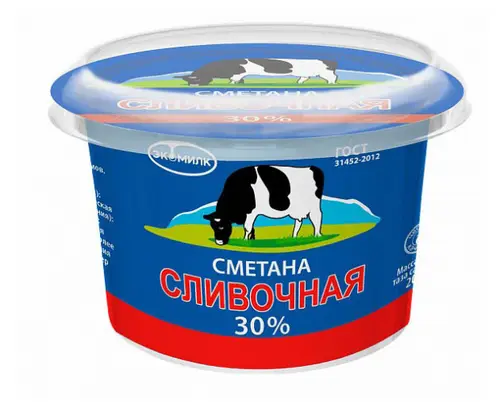 Сметана Экомилк 30% БЗМЖ, 180 г