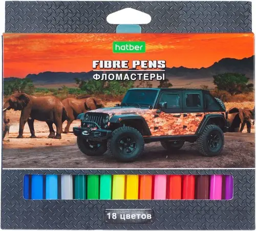 Фломастеры Hatber Eco Jeeping 18 цветов