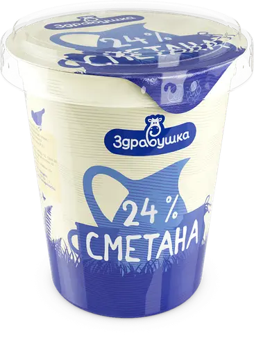 Сметана жир. 24% п/ст вес 380г Здравушка