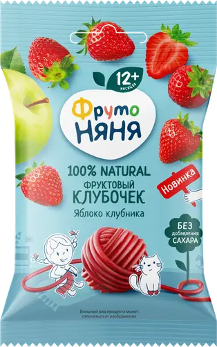 Фруктовые кусочки из яблок и клубники Клубочек 15г ДП ФрутоНяня