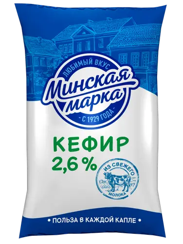 Кефир жир. 2.6% п/пл вес 1кг Минская марка