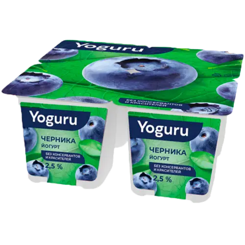 Йогурт «Yoguru» с м.д.ж 2,5% с фрукт. наполн. «черника» 0,125кг ММЗ