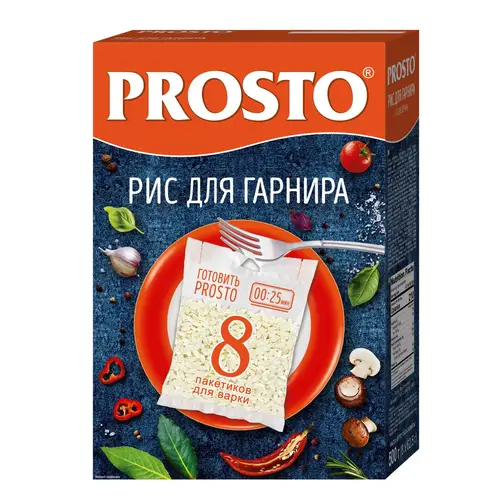 Рис PROSTO ДЛЯ ГАРНИРА шлифованный (8пак*62,5г) вес 500г.