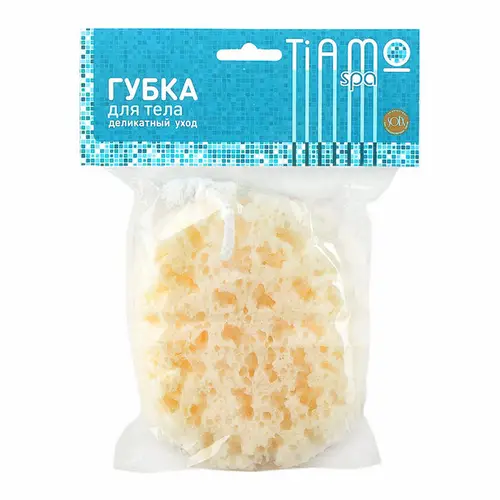 Губка для тела Tiamo Spa круг люкс с петлей коралловый поролон