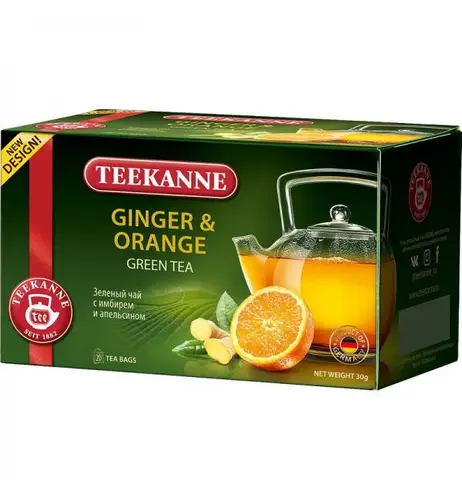 Чай зеленый TEEKANNE ДЖИНЖЕР ОРАНЖ / GINGER-ORANGE вес 20*1,5г