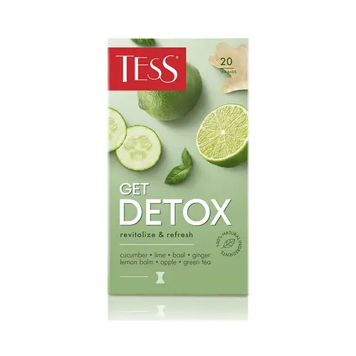 Чай зеленый Tess Get Detox байховый с добавками в пак. 20* 1,5 г