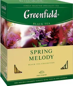 Чай Greenfield Spring Melody черный с душистыми травами и фруктовым ароматом пак. вес 100*1,5г.