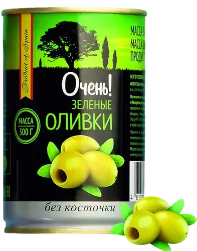 Зелёные оливки без косточек "Очень"  300г