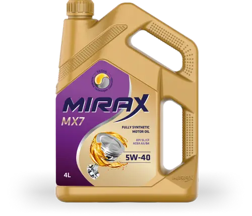 Масло моторное синтетическое Mirax MX7 SAE 5W40 API SL/CF, ACEA A3/B4,кан 4л