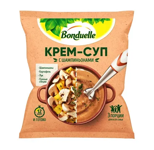 Овощная смесь быстрозамороженная Bonduelle Крем-суп с шампиньонами 350г